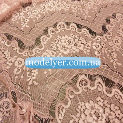 Ткань Гипюр ресничка (пудра)